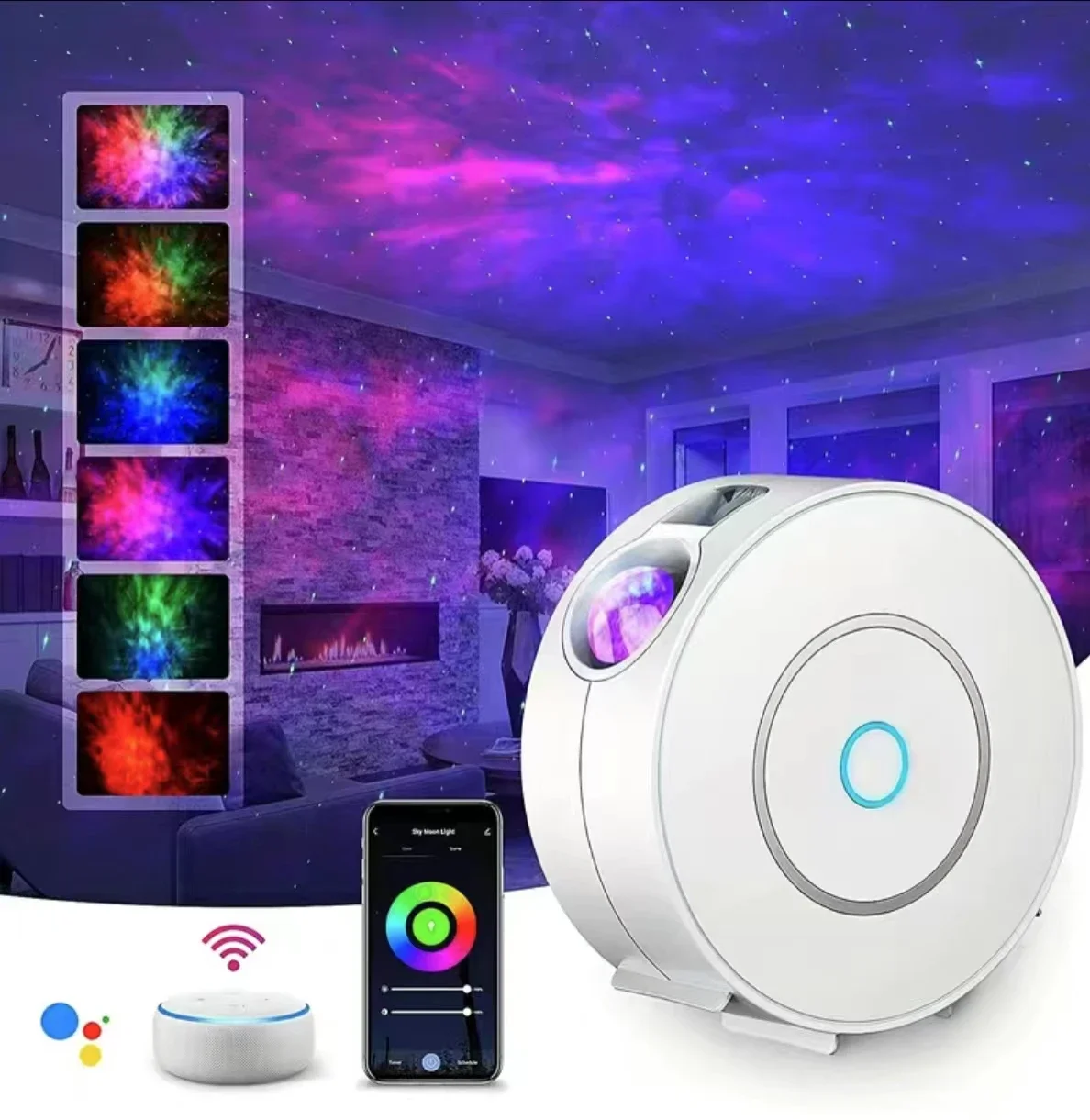 Imagem -03 - Led Colorido Smart Star Projector Céu Estrelado Alexa Galaxy Night Light Céu Estrelado Nebulosa Lua Smart Star Projector Light