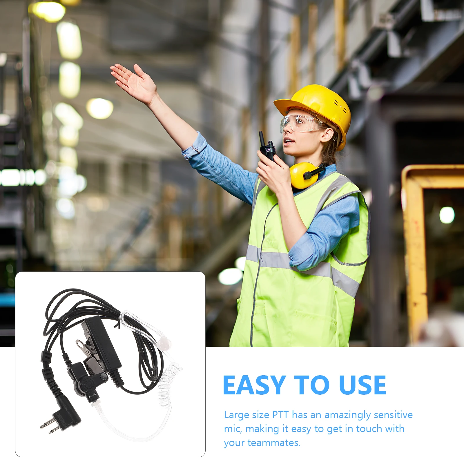 

300pcs Silicone Tpe Walkie Earpiece With Mic Soft Hands- Clip Noise Reduction For Security Hotel Warehouse Hiking