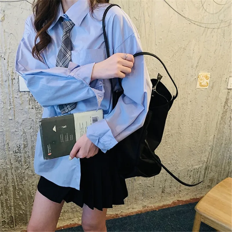 

Blue Long Sve JK orm irt для женщин-студентов Весна Осень Новый Sle College Wind Универсальный Class orm Thin