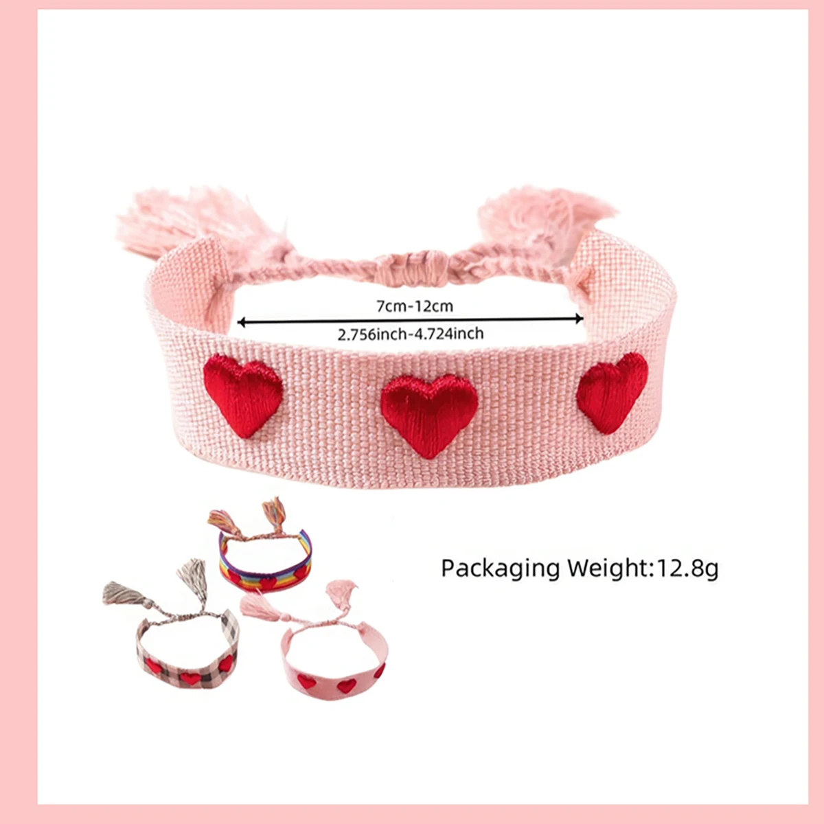 الحب مضفر سوار الجوف المطرزة القلب قابل للتعديل معصمه اليدوية شرابة اليد حبل للنساء هدايا مجوهرات للبنات #6