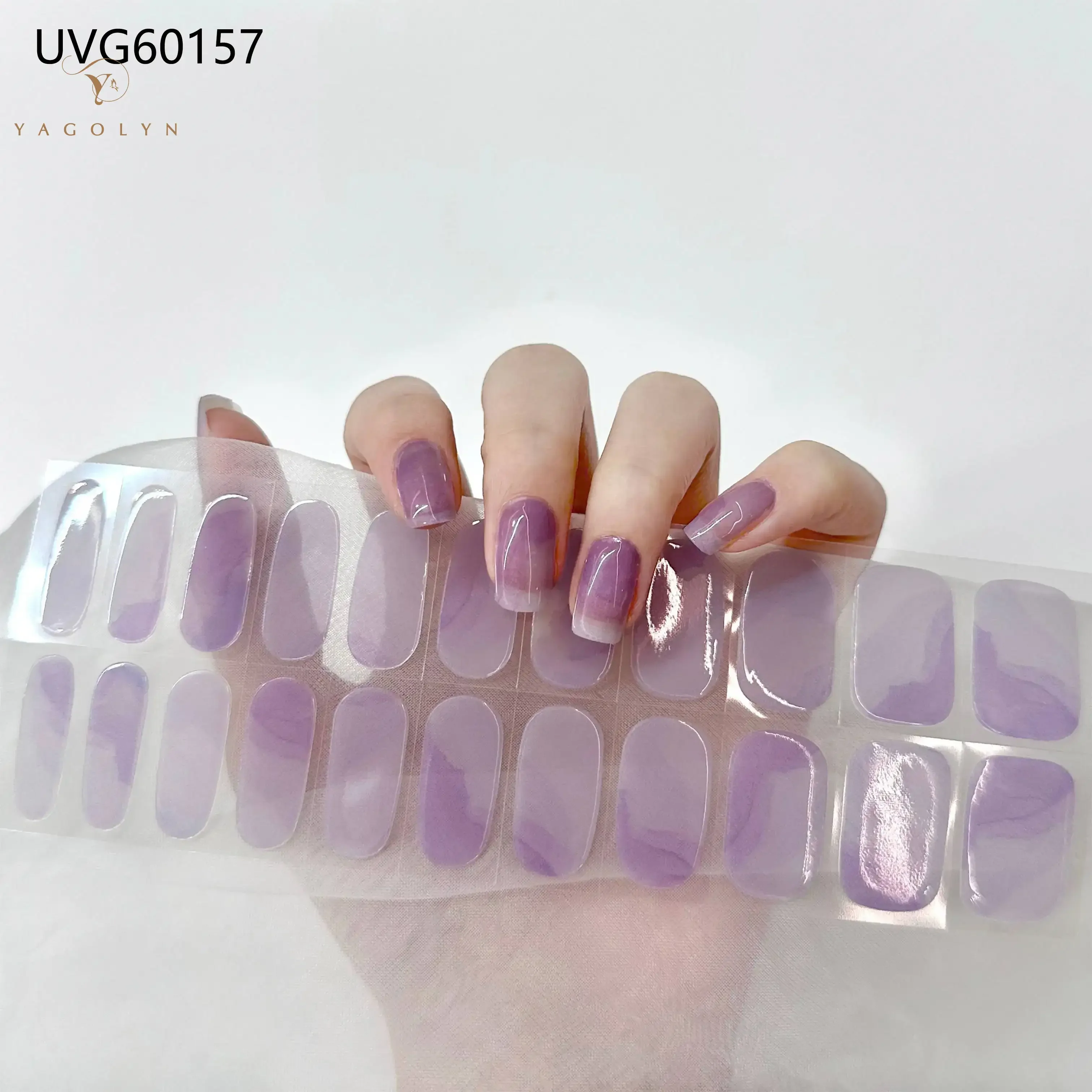 Enveloppes pour ongles en gel semi-durci UV, presse sur les ongles, autocollants en feuille d'or, la lumière du sauna devient dure et recouvre entièrement le patch pour ongles, 22 embouts