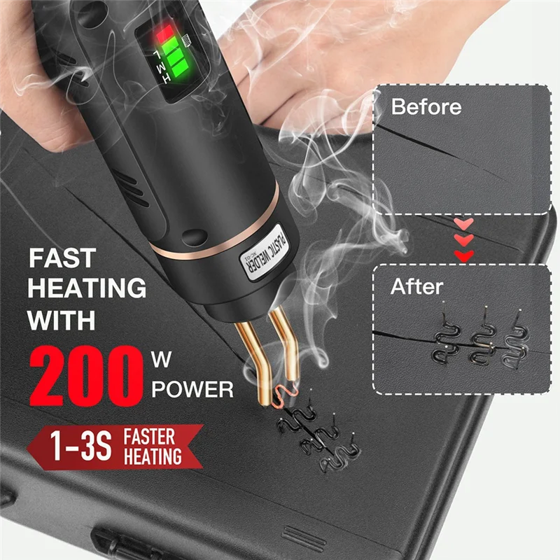 AB47-200W لحام البلاستيك اللاسلكي طقم لحام البلاستيك 400 قطعة دباسة ساخنة USB قابلة للشحن الوفير طقم تصليح لمعظم البلاستيك