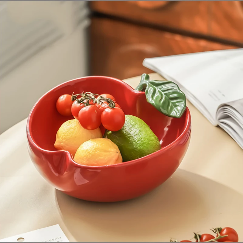 

Creative Apple Ceramic Candy Snack Plate Desktop Fruit Plate Kitchen Utensil Living Room Jewelry Food Miscellaneous Storage Tray