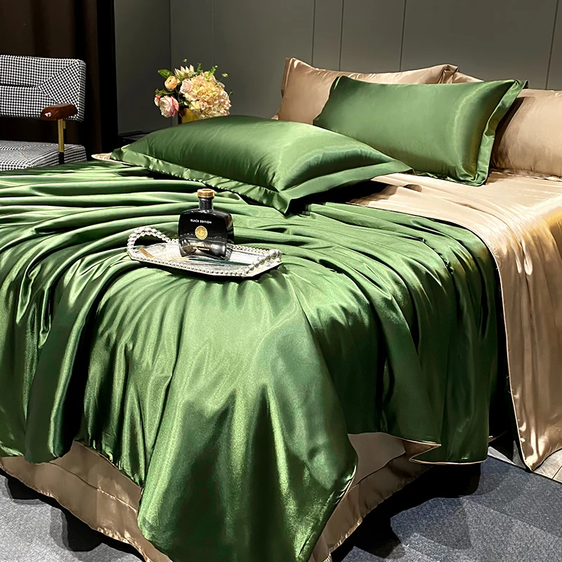 2025 Strong Washed Silk Bed Linen, Solid Design, Tencel - Feature, in 1.2m, 1.5m, 1.8m, 2.0m Sizes