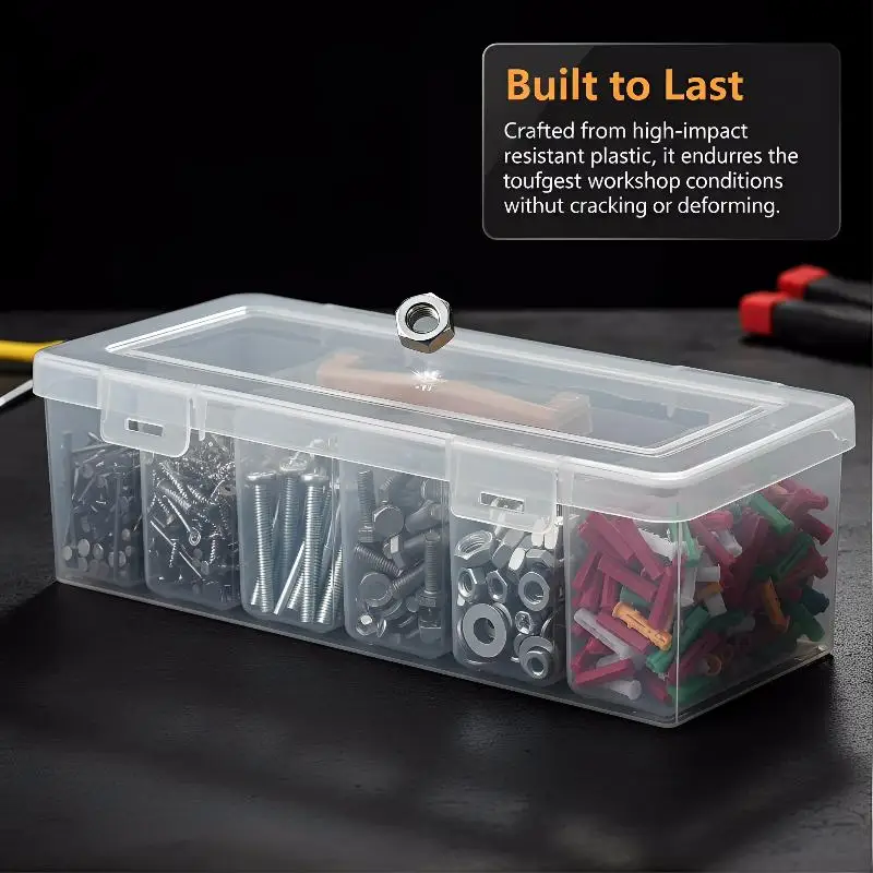 Professional Multi Compartment Tool Organizer Hardware Storage Box with Transparent Lid for Home and Workshop Use