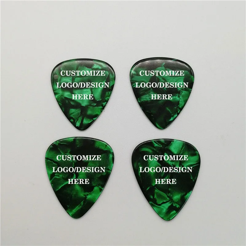 Personalizar em Pearl Celuloid Guitar Picks, fazer o seu próprio design de logotipo, ambos os lados impressão, cores, 100pcs