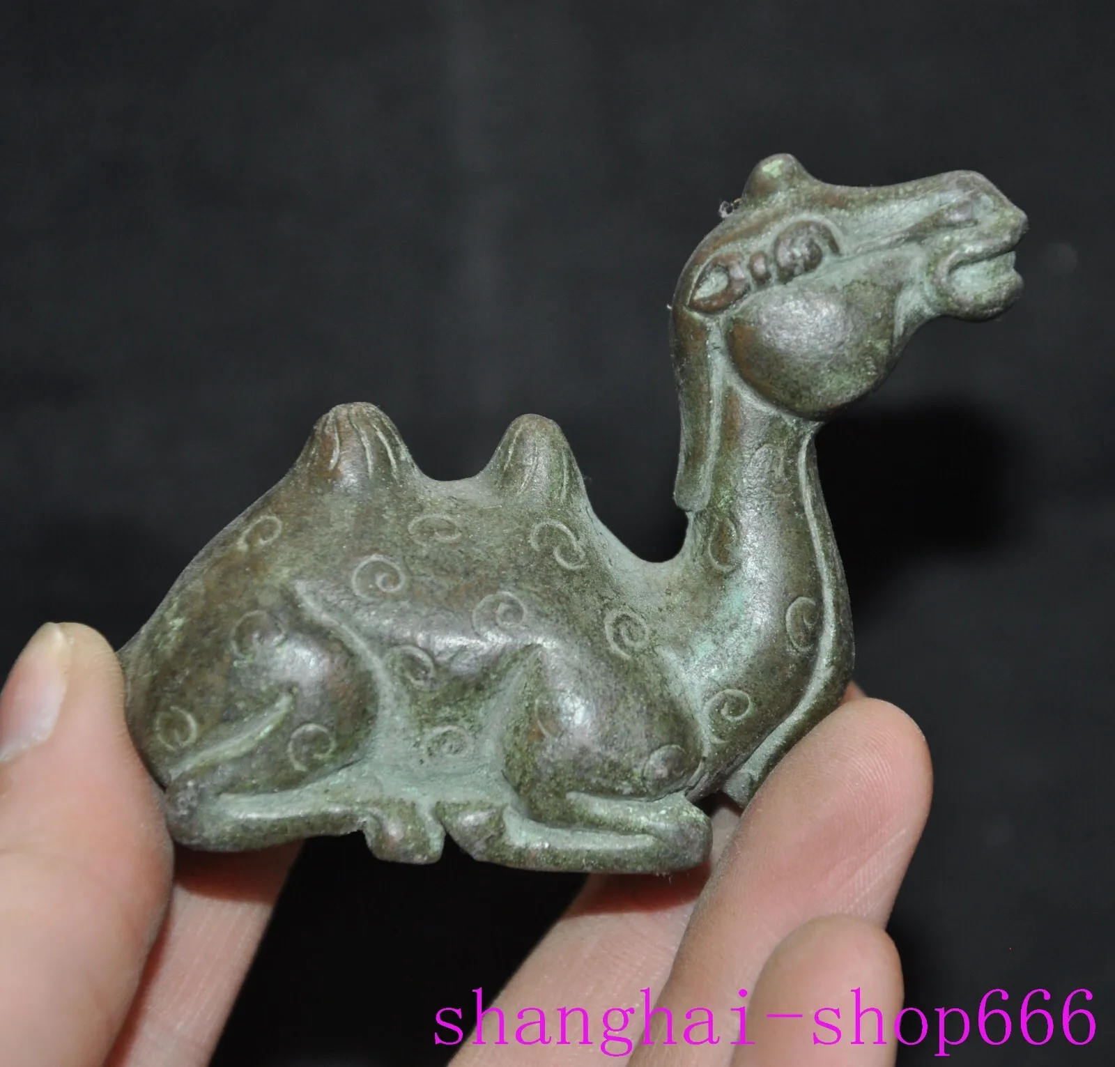 

2 inch ancient Chinese bronze feng shui wealth animal camel sculpture statue -Natural materials