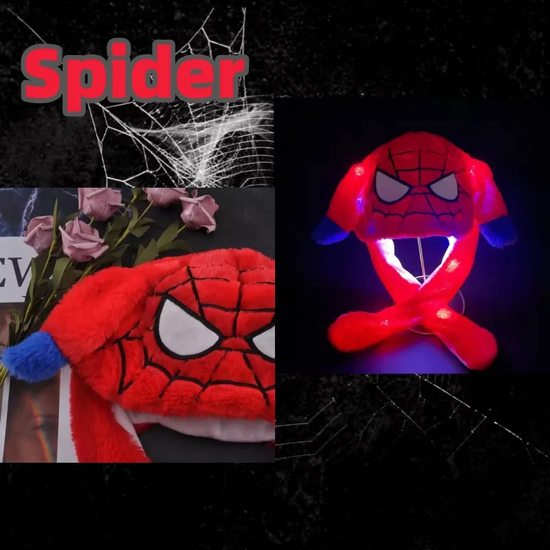 

2024 Новый аниме-косплей-паук-милый светящийся медведь с заячьими ушками, шапка с движущейся кепкой, забавная игрушка в консервативном стиле, плюшевая шляпа, подарок в стиле аниме