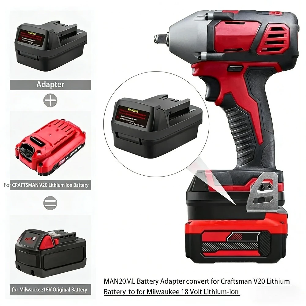 

Адаптер MAN20ML для аккумуляторов Craftsman: преобразует литий-ионные аккумуляторы Craftsman 20V в инструменты Milwaukee 18V