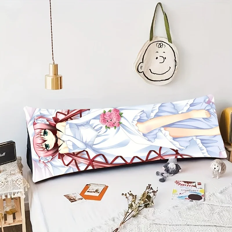 Anime Girl Full-Body Pillow - Hypoallergenic, Machine Washable with Zipper Closure, Featuring an Enchanting Anime Design Paired