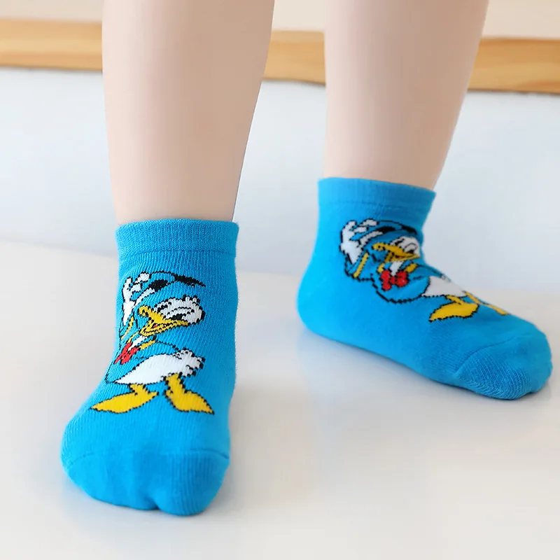 5 Pairs Disney Kids Socks Mickey Mouse Donald Duck Pooh Bear Cute Cartoon Spring Summer Cotton Boat Girls Boys Children\'s Socks