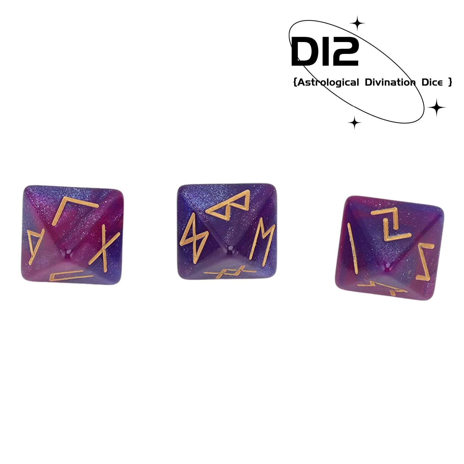 

3-Piece Astrology 12-Sided DND Dice Set - Fortune Telling Tools to Pair with Tarot Card Readings - Zodiac Astrodice for Beginner