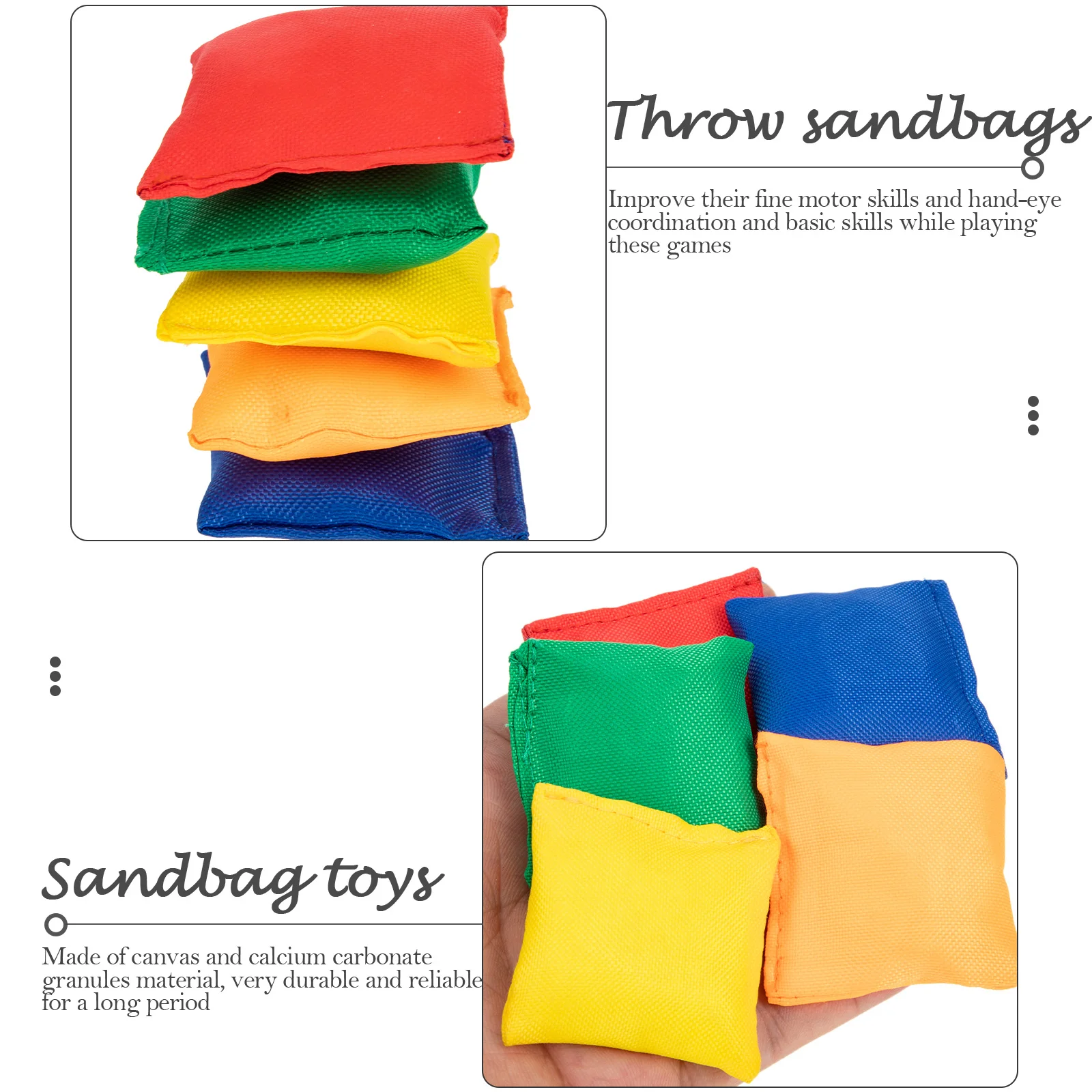 10-teilige Mini-Sitzsäcke, bunt, tragbar, Stoff-Sandsack, Wurfspielzeug für Kinder, interaktives Spielzeug für Spaß, Sport, Outdoor, Familienspiel – Detail 2