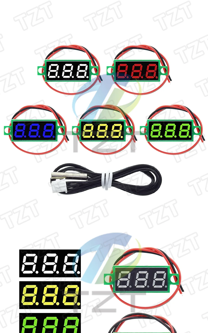 DC 12V 24V Mini Digitales LED-Thermometer für Auto-Temperaturüberwachung, Panel-Messgerät, Messbereich -50-125°C mit Temperaturfühler – Detail 3