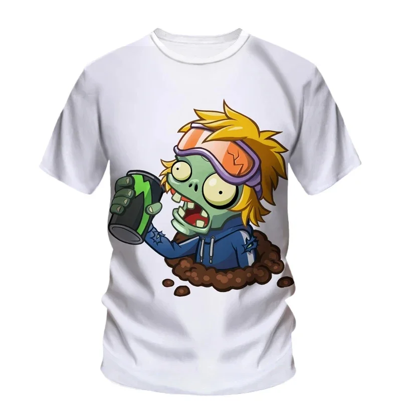 

Plants Vs. Zombies Printed Theme Quick-drying Breathable Summer Round-neck T-shirt for Teenagers and Children, 100-160
