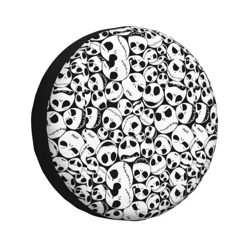 Custom Horror Movie Christmas Skull Jack Spare Wheel Cover for Mitsubishi Pajero 4WD RV Tim Burton Halloween Tire Protector