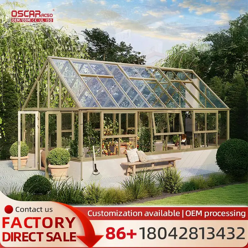 

Free standing Glass Winter House for Outdoor Patio and Garden Use sunroom