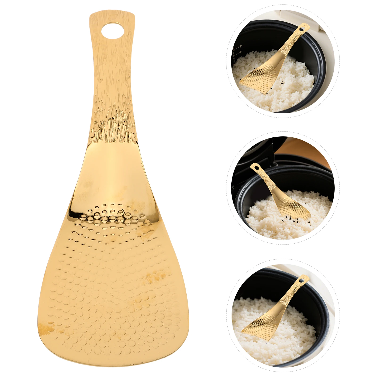 

Stainless Steel Rice Non Stick Hammered Surface Large Capacity Serving Spoon For Kitchen Rice Cooker Buffet Ladle Mirror