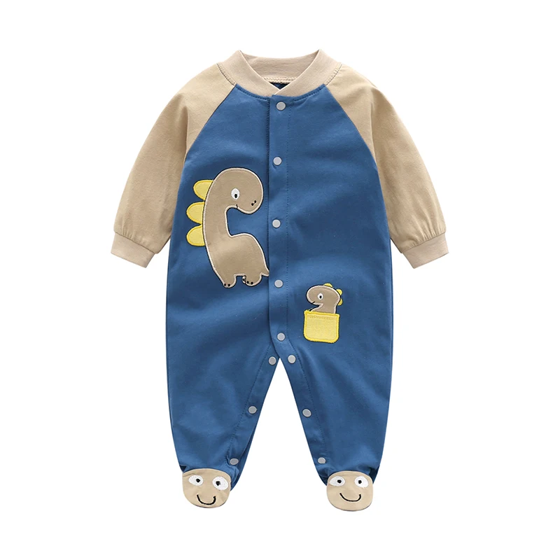 Baby dinosaur jumpsuit pure cotton spring & fall clothing baby boy long-sleeved harem newborn clothing outing clothing foot wrap