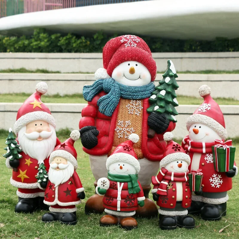 FRP Santa Snowman Sculpture Outdoor Shopping Mall Store Pedestrian Street Christmas Gift Box Ornament