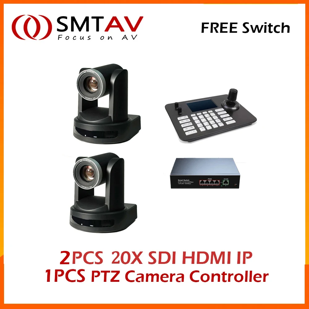 Free Shipping 2pcs SDI PTZ Camera 20X  Zoom Live Streaming Camera  for Church Business Meeting and 1PCS PTZ Camera Controller