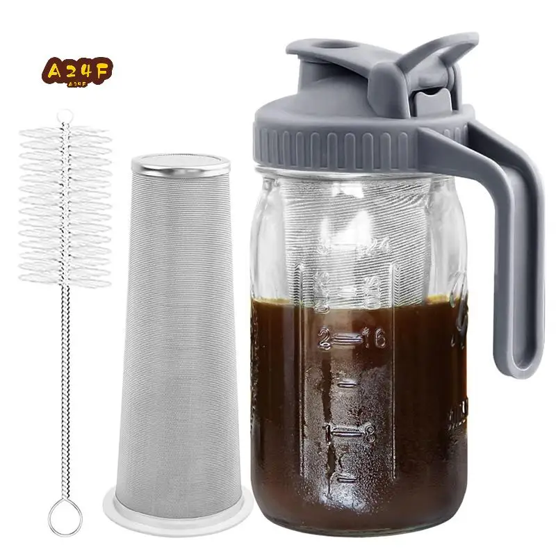 

Кофеварка A24F-Cold Brew, 32 унции, кувшин для холодного заваривания с суперплотным фильтром из нержавеющей стали для приготовления кофе со льдом, ледяного чая