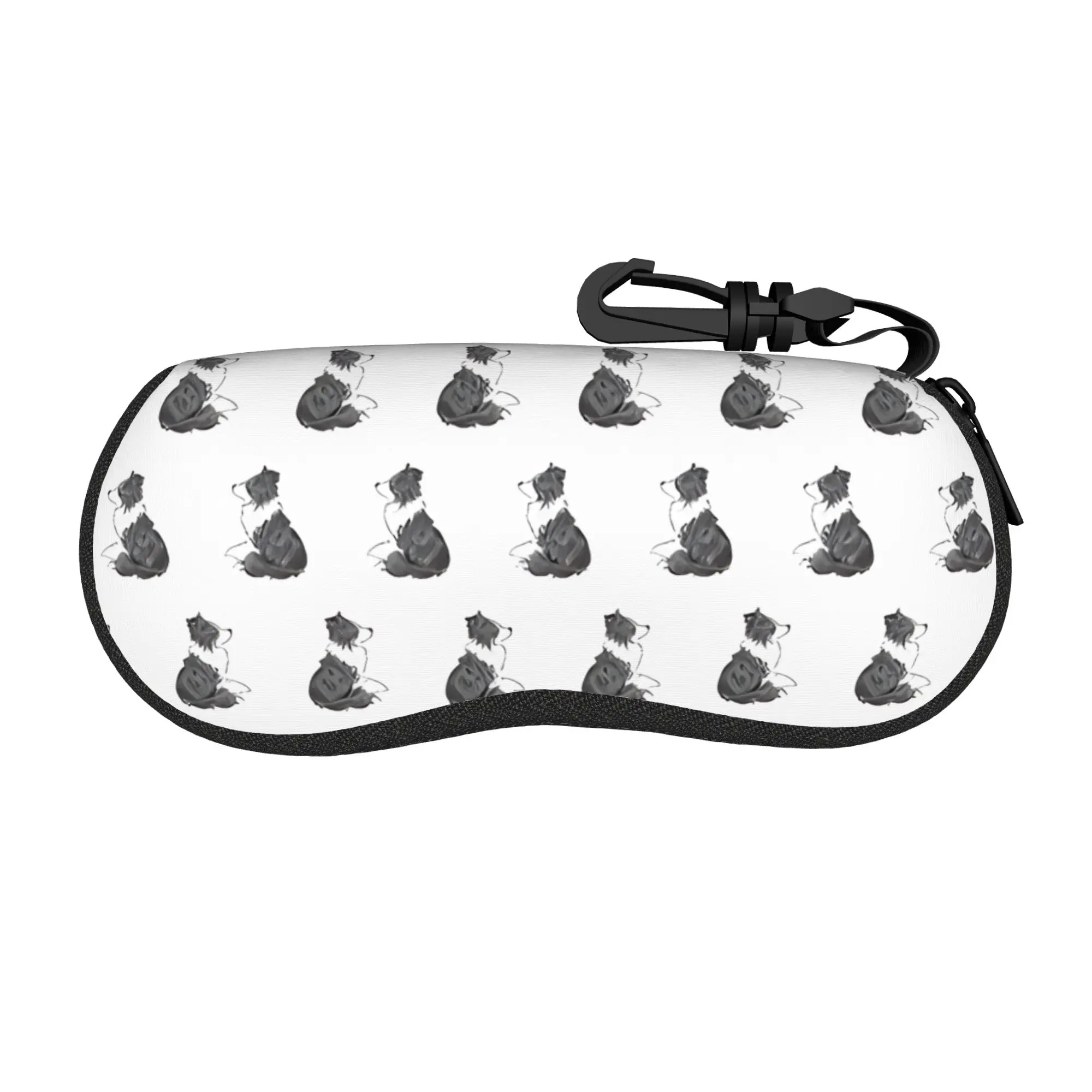 Lovely Cartoon Glasses Case Cartoon Border Collie puppy dog Merchandise  Zipper  Sunglasses Storage Box Eye Contacts Case