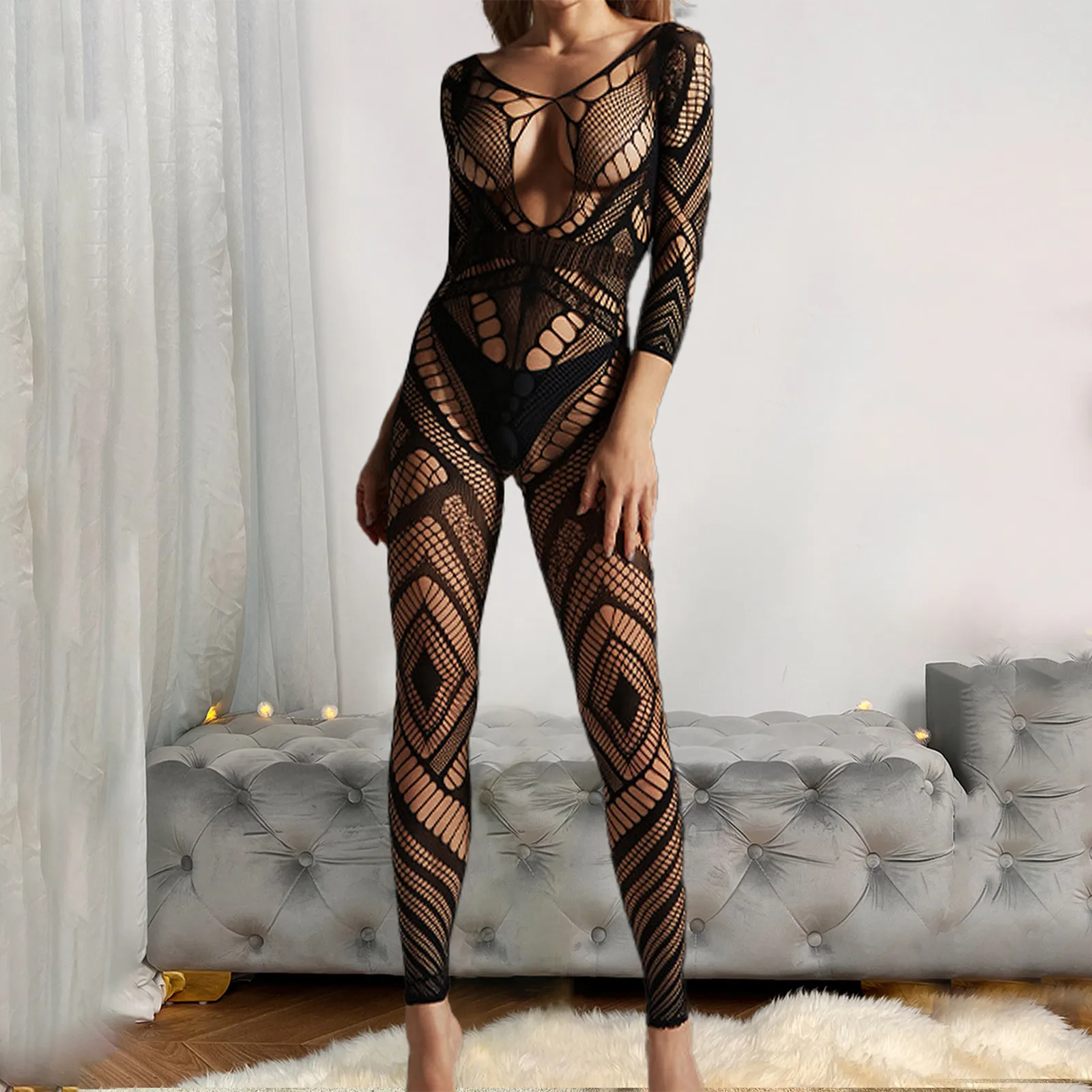 Sexy Women Lingerie Mesh Fishnet Plus Size XXXL Teddy Hot Erotic Bodystockings Porno Open Crotch Tights Stockings Outfit Clothes