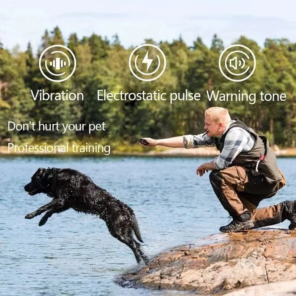 Electric Dog Training Collar, Remote Control, Anti Bark Collars for Dogs, Vibration Sound, Rechargeable, Waterproof, Pet Colar