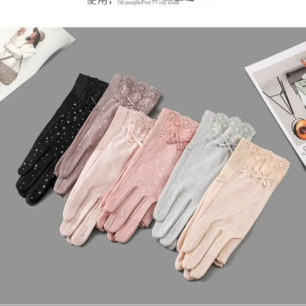 Summer UV Protection Sunscreen Gloves Breathable Lace Sun Protection Gloves Thin Elastic Cycling Driving Gloves Women Girls