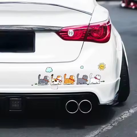 Climbing Cats Car Sticker Funny Animal Styling Waterproof Stickers Decoration Car Body Home Window Creative Decals Decor
