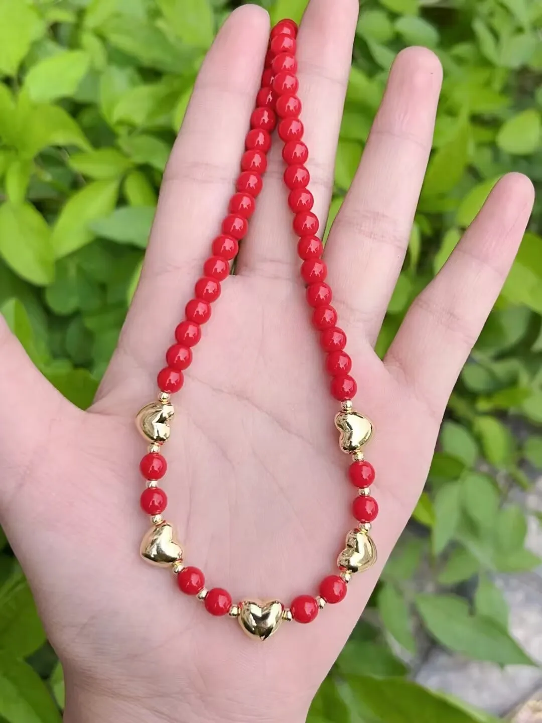 5Pcs Latest Design White Red Black Beads Necklaces for Women Gold Plated Heart Chokers Fashion Simple Jewelry