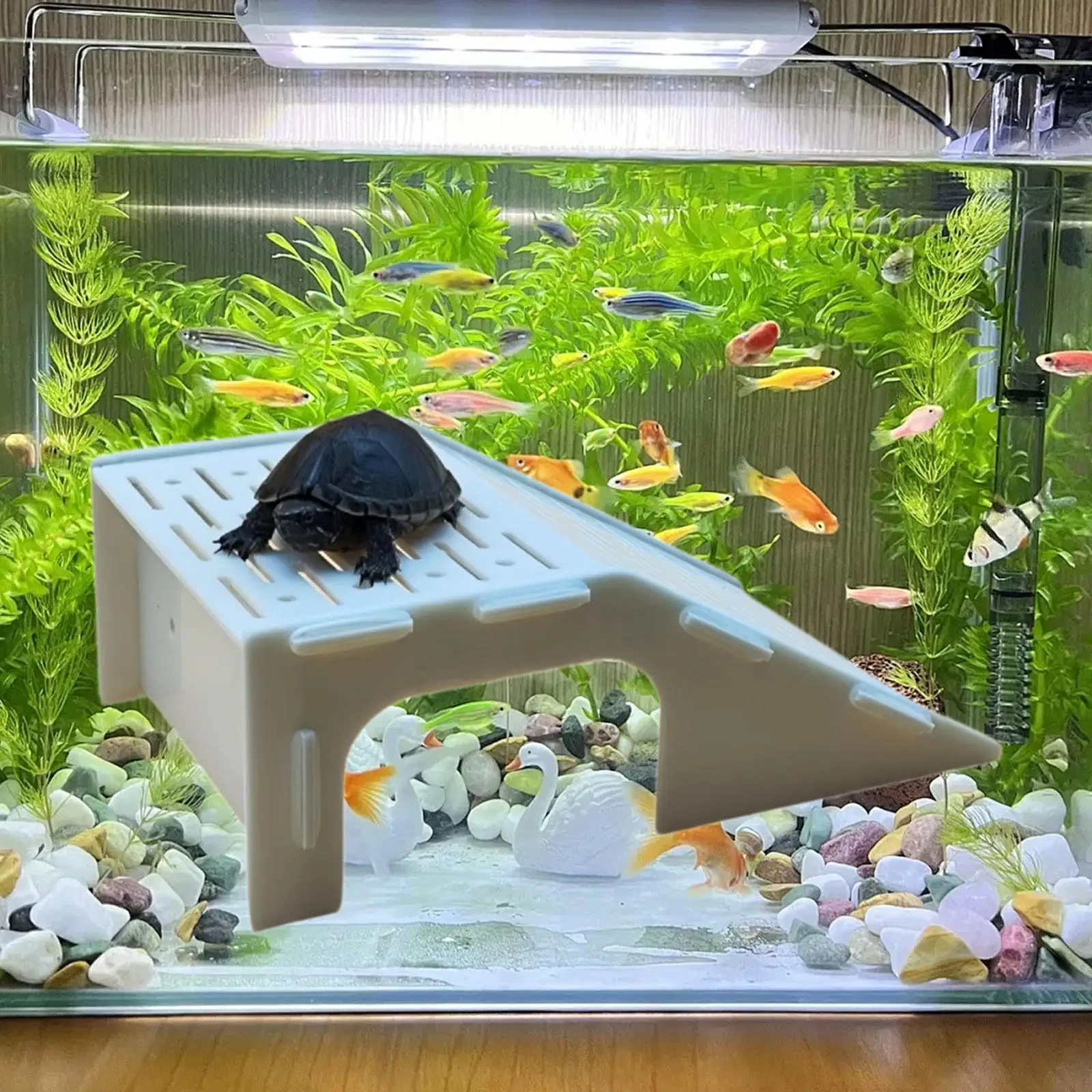 

Aquatic Turtle Basking Platform PP Material Tank Ramp Terrarium Ladder Shelf for Pet Turtle Resting Dock