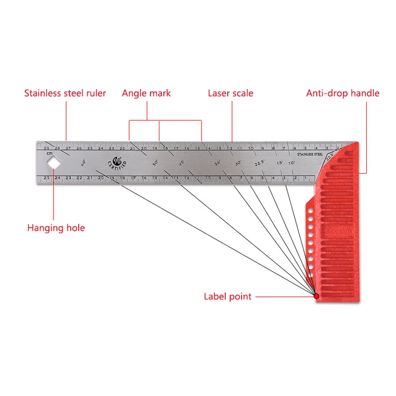 Kapro 20/25/30cm Stainless Steel Angle Marking Right Ruler Metal Swanson Try Square Gauge For Joiner Carpenter Woodworking Tool