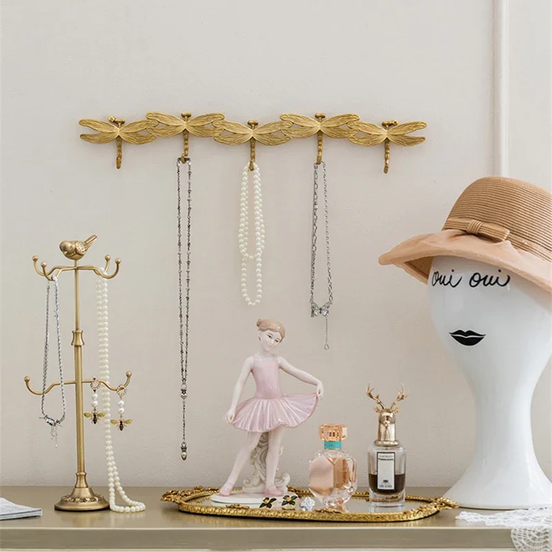 Hangers Key Holder Wall Brass Dragonfly Entrance Hanging Hook Cloakroom Long Rack Hook Home Decoration Housekeeper on Wall