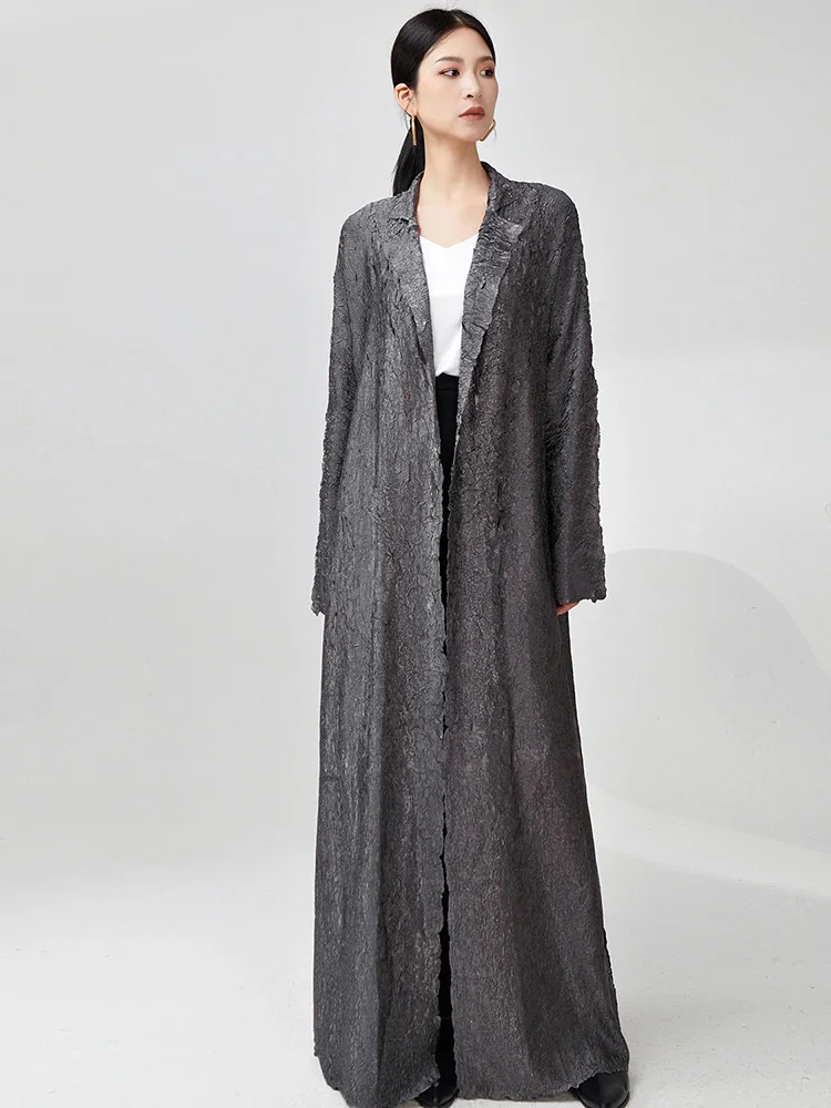 

Fashion Trench Coat Women Long Length High-end British Style Cardigan With Sleeves Solid Color Big Windbreaker 2DB1074