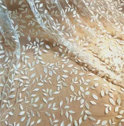 High-Grade Embroidery Fabric for Wedding Dress, Children's Skirt Cloth, DIY Handmade Leaf Accessories, RS823
