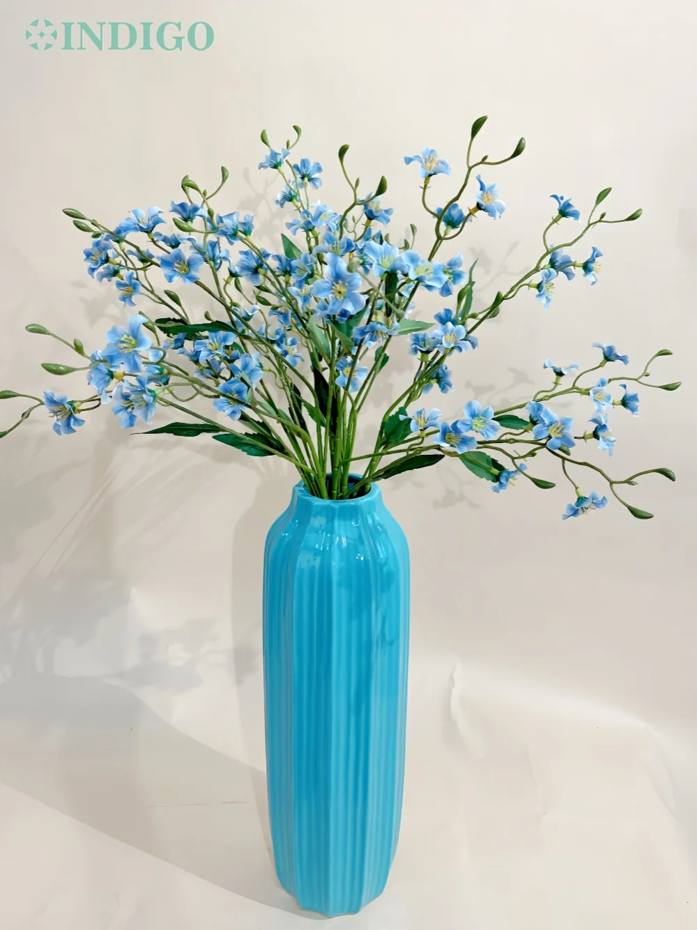 INDIGO-Artificial Flower Delphinium Dining Table Centerpiece Decoration, Hyacinth, Home Fower Arrangment, 72CM, 9PCS