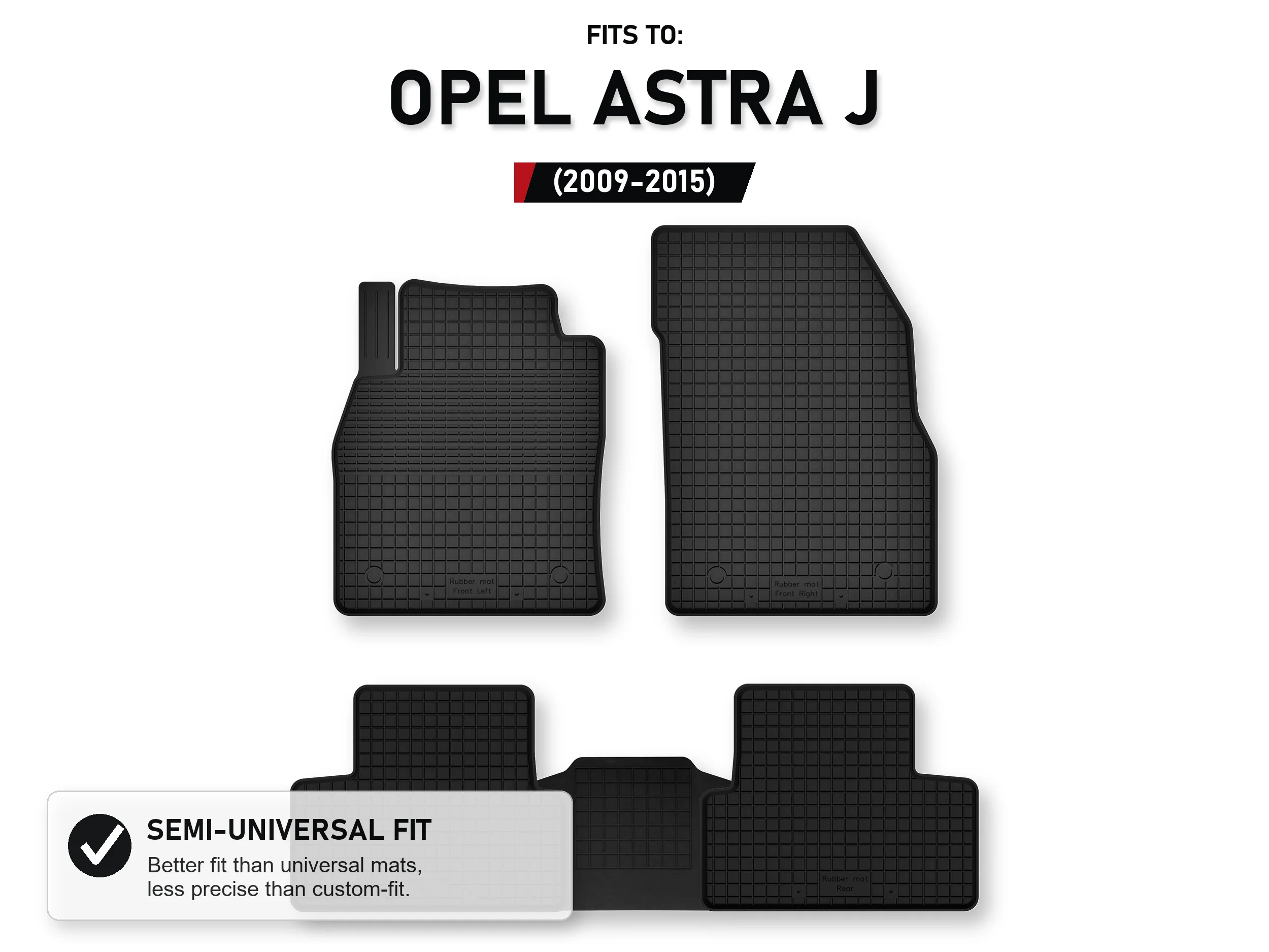 Rubberen matten Tray Type met tunnel voor: Opel Astra J 2009-2015 5 stuks