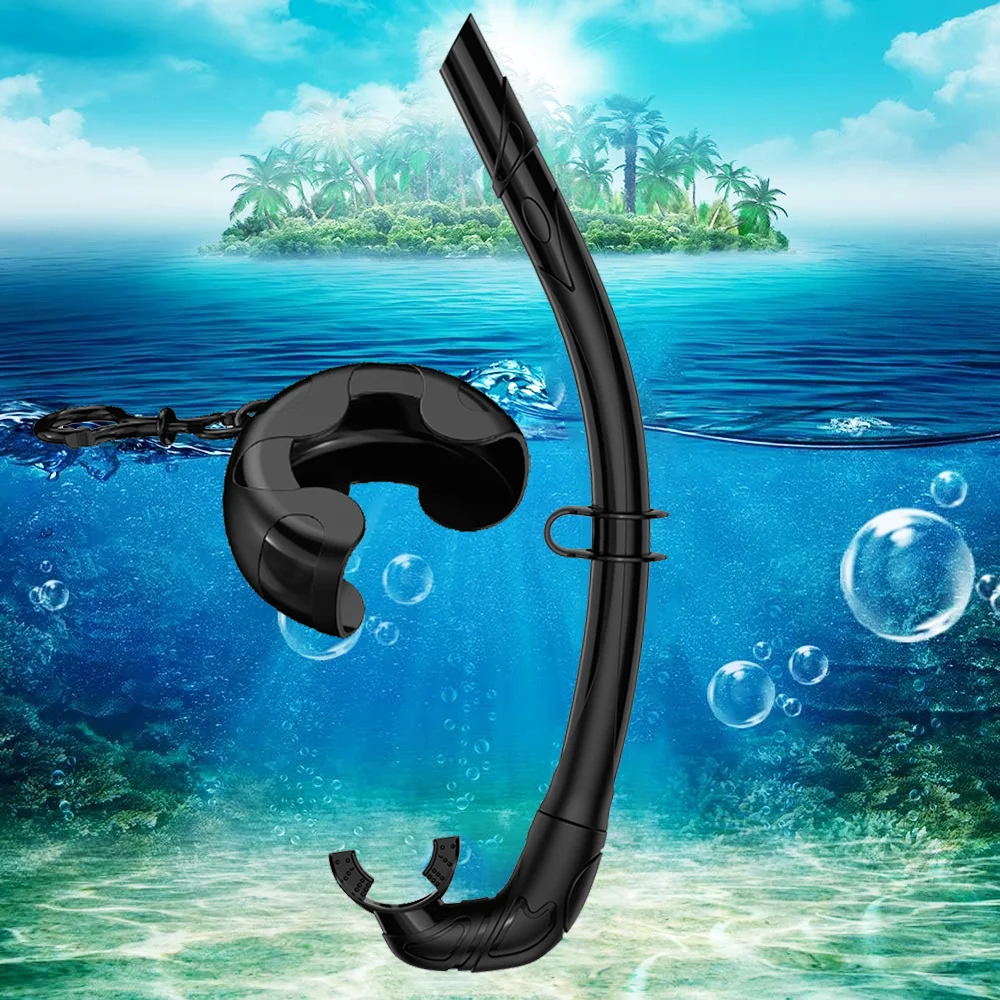 Silikon-Schnorchel, weich, flexibel, faltbar, leicht zu atmen, Anti-Tropf, für Erwachsene, Tauchen, Freitauchen, Schwimmtraining, leicht zu transportieren für Reisen – Detail 1