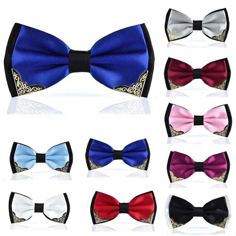 

Men's Business Bow Tie Metal Head Solid Noble Classic Polyester Butterfly Bowtie Cravat Bowties Male Neckwear Wedding Neckties