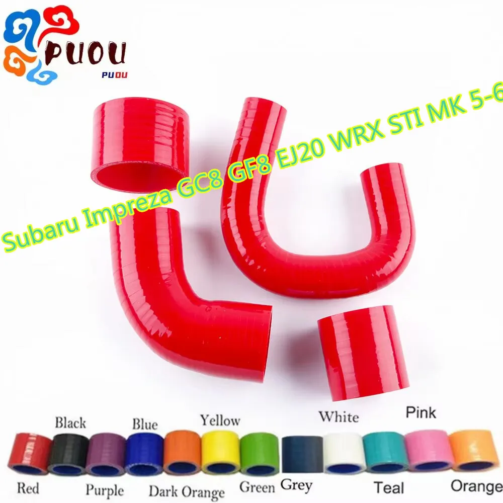 

Silicone Pipe Turbo Intercooler Hoses Kit Fit Subaru Impreza GC8 GF8 EJ20 WRX STI MK5-6 1998 1999 2000