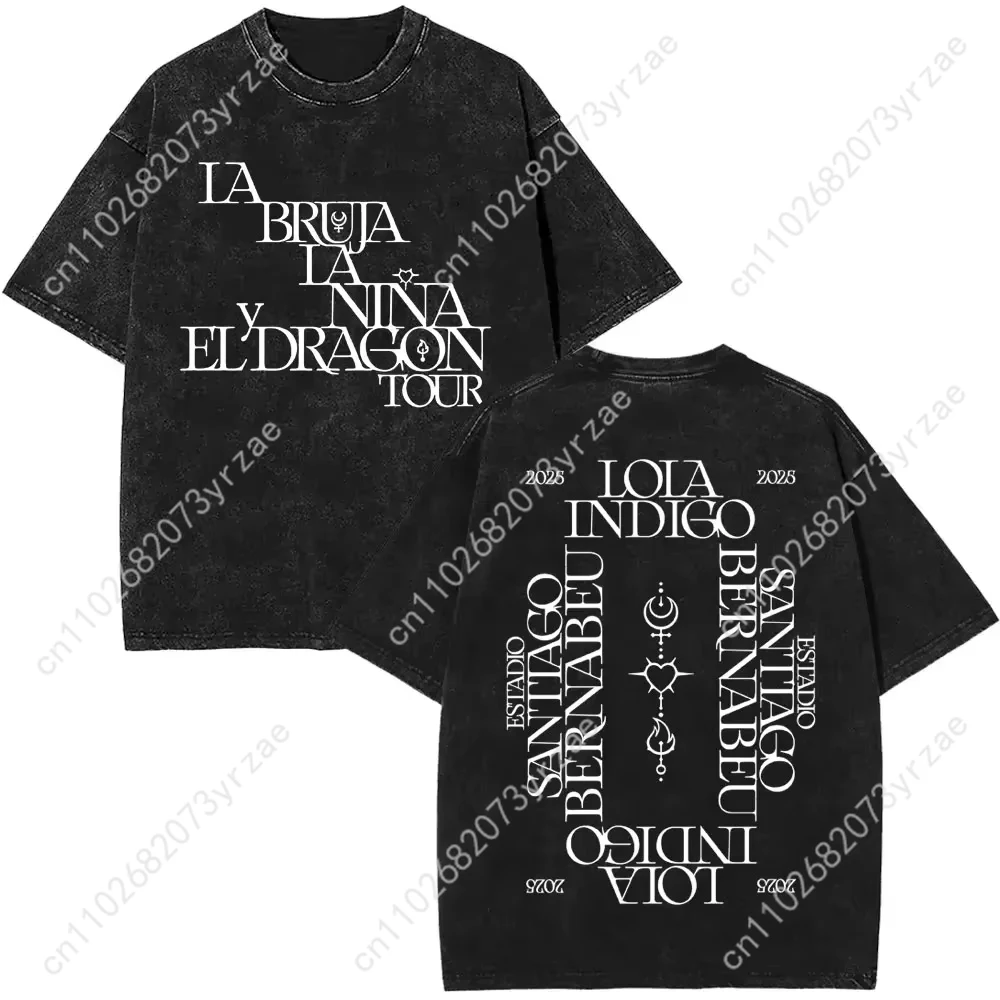 

Lola Indigo Retro Wash Tshirt Man Woman High Quality Vintage T Shirt Cotton Short Sleeves Fashion T-shirt Soft Breathable Tops