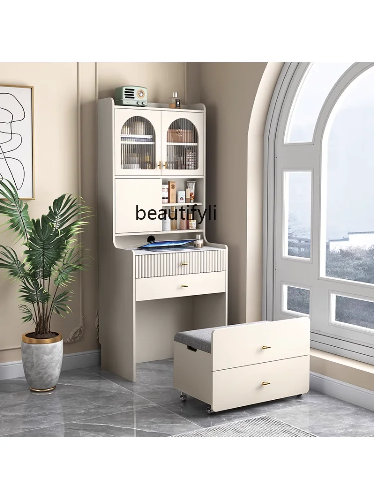 Cream Style Stone Plate Dressing Table Locker Integrated Bedroom Modern Minimalist Mini Makeup Table Cosmetic Cabinet