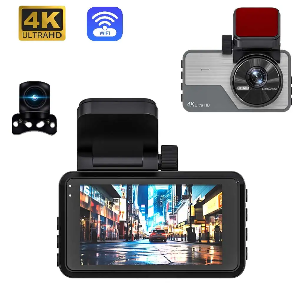 4K Dash Cam Mini Camera Recorder Wifi 24H Parking Recroder Dual Lens With 2K Rearview Camera Night Vision Black Box For Car DVR