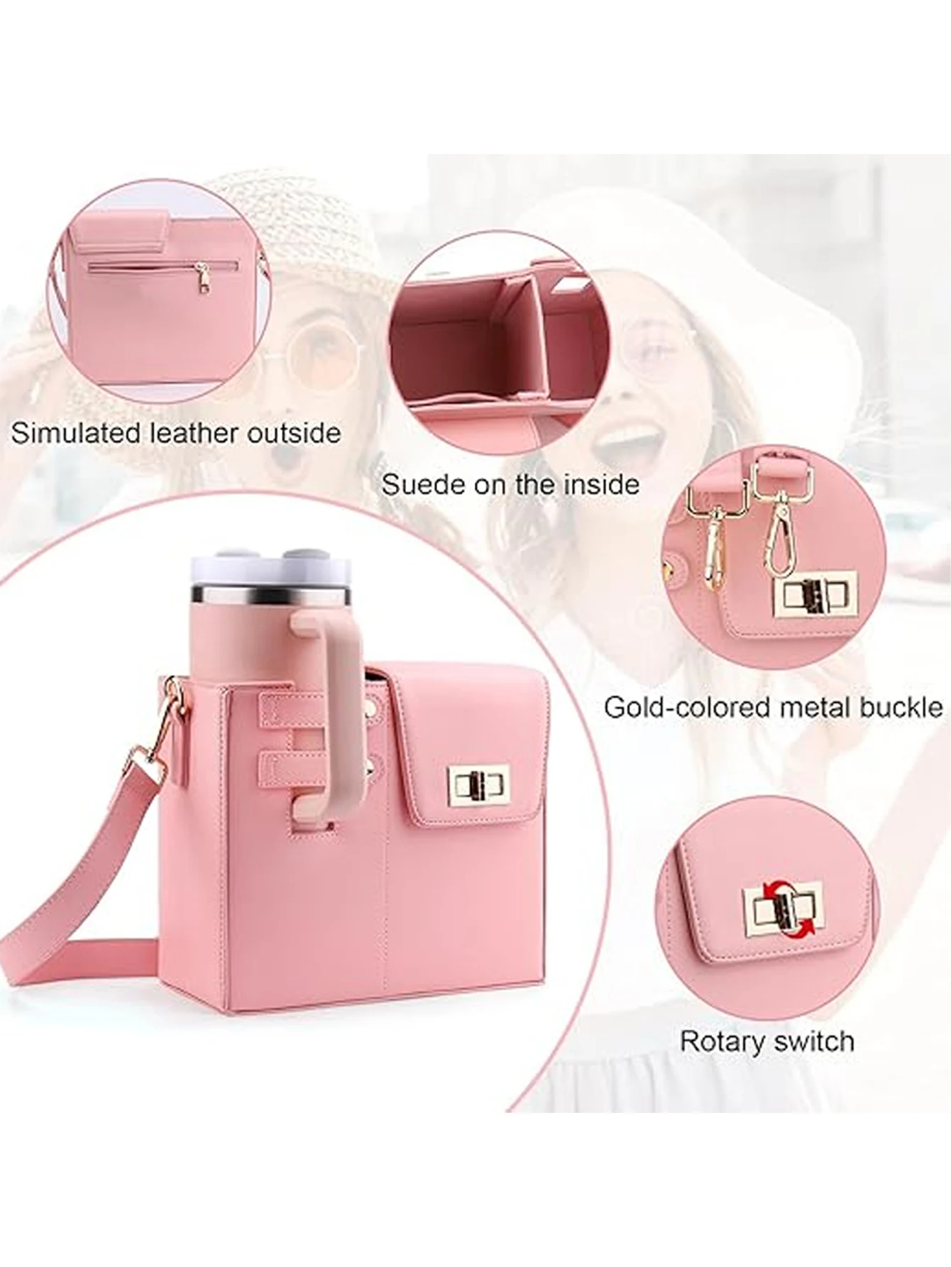 Outdoor portable crossbody water cup protection multifunctional universal water bottle storage bag single shoulder solid color image 4