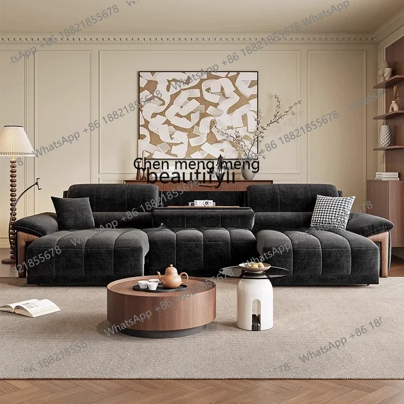 z183  Electric retractable sofa Smart function Chenier velvet Italian retro reclining and sleeping dual-purpose fabric sofa bed