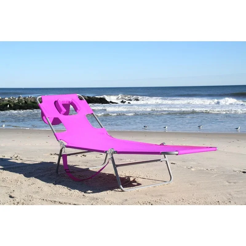 Chaise Lounge Portable Lightweight Reclining Lounger, Outdoor Patio Beach Lawn Camping Pool Tanning Chair