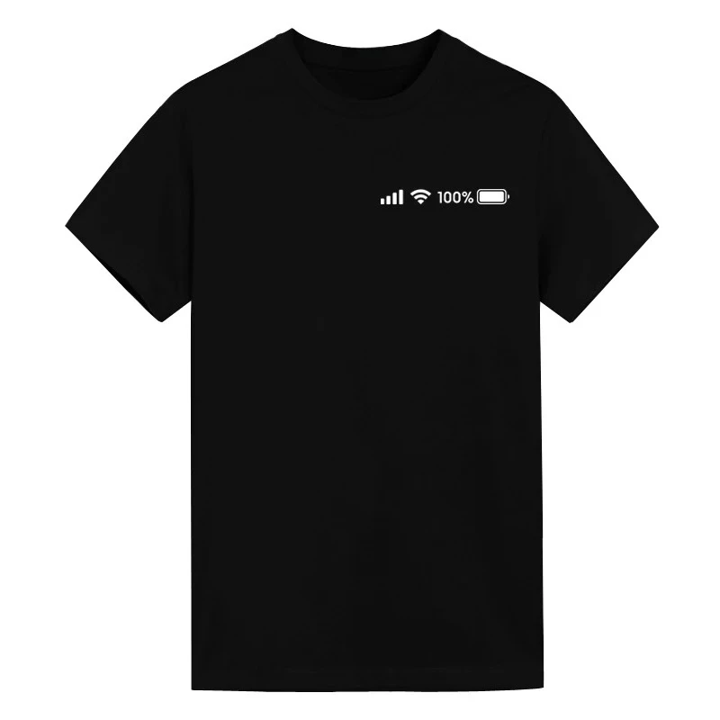 2025 quotidien pleine durée de vie de la batterie T-Shirt à manches courtes Signal complet panne de courant pourcentage un T-Shirt à manches courtes Vintage décontracté hauts