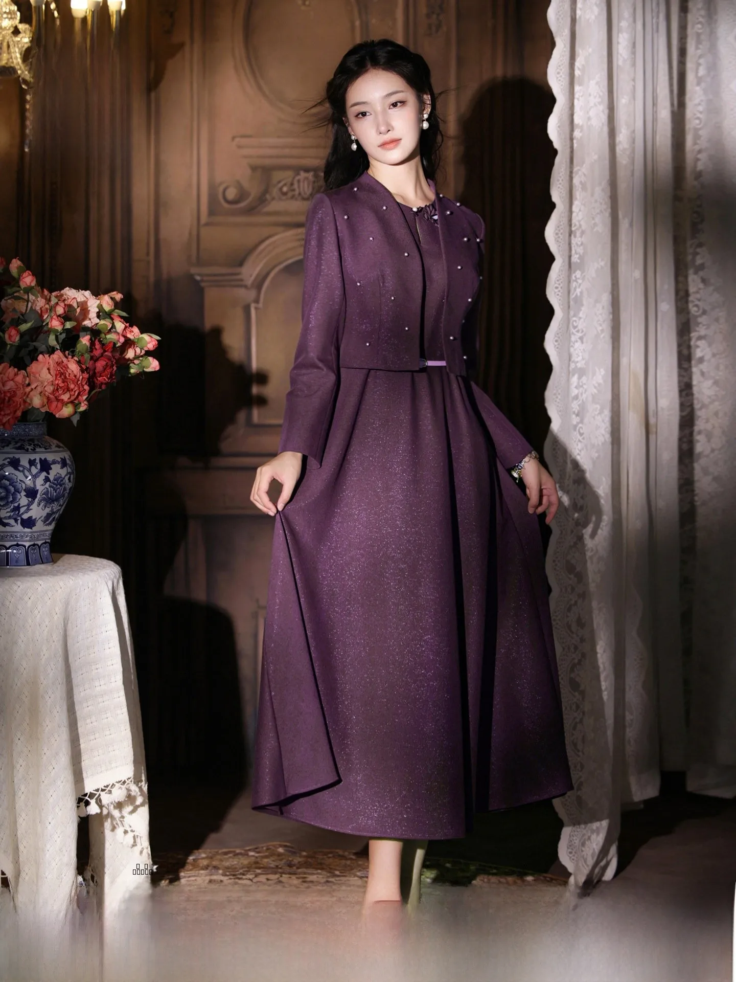 

Ele ort Retro Sle шелковый женский тюнер ручной работы с бисером, легкое роскошное осенне-зимнее новое поступление от E.Beau